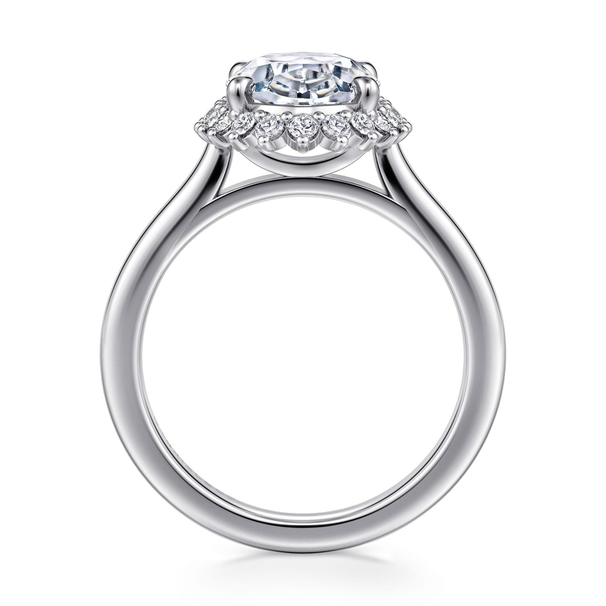 14K White Gold Oval Halo Diamond Engagement Ring — Gabriel & Co. ER17190O12W44JJ; center stone shown for illustration, not included