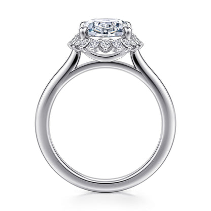 14K White Gold Oval Halo Diamond Engagement Ring — Gabriel & Co. ER17190O12W44JJ; center stone shown for illustration, not included