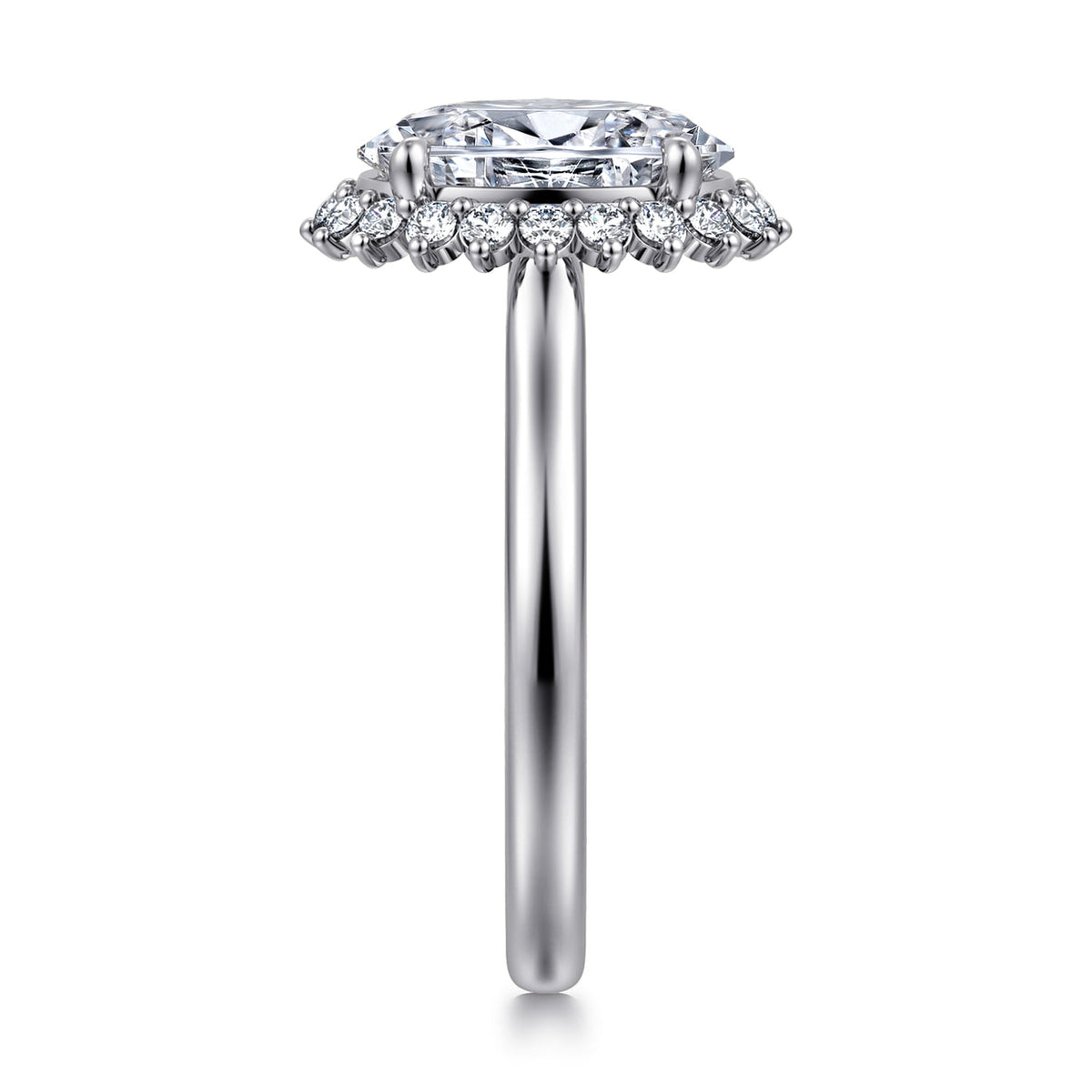 14K White Gold Oval Halo Diamond Engagement Ring — Gabriel & Co. ER17190O12W44JJ; center stone shown for illustration, not included