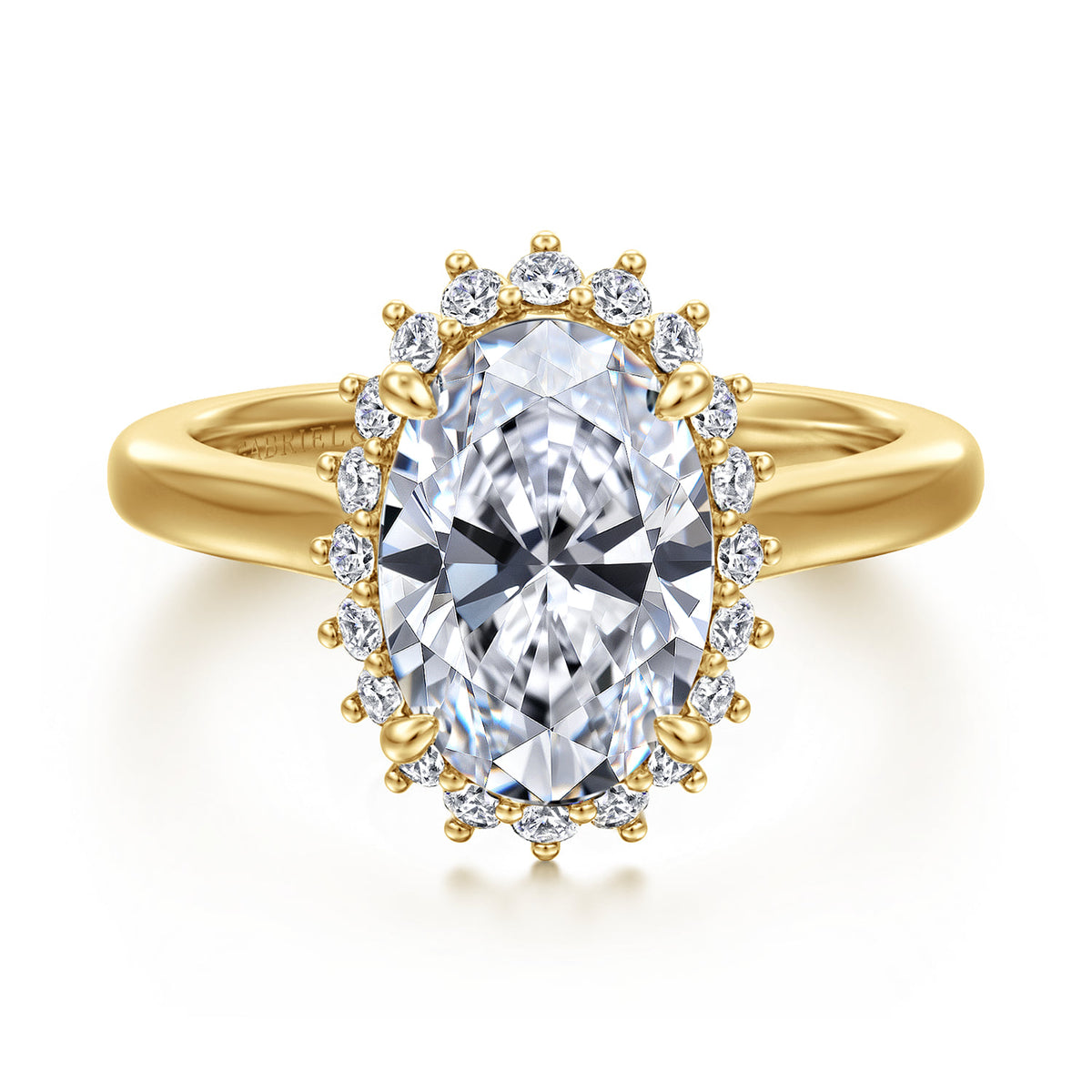 14K Yellow Gold Oval Halo Diamond Engagement Ring — Gabriel & Co. ER17190O12Y44JJ; center stone shown for illustration, not included