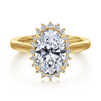 14K Yellow Gold Oval Halo Diamond Engagement Ring — Gabriel & Co. ER17190O12Y44JJ; center stone shown for illustration, not included