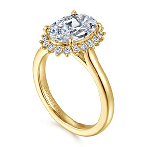 14K Yellow Gold Oval Halo Diamond Engagement Ring — Gabriel & Co. ER17190O12Y44JJ; center stone shown for illustration, not included