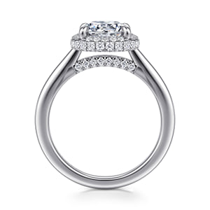 14K White Gold Round Halo Diamond Engagement Ring — Gabriel & Co. ER17192R6W44JJ; center stone shown for illustration, not included