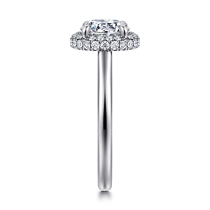 14K White Gold Round Halo Diamond Engagement Ring — Gabriel & Co. ER17192R6W44JJ; center stone shown for illustration, not included