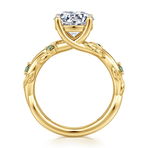14K Yellow Gold Twisted Round Green Sapphire and Diamod Engagement Ring — Gabriel & Co. ER17442R10Y4JGS; center stone shown for illustration, not included