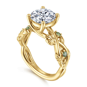 14K Yellow Gold Twisted Round Green Sapphire and Diamod Engagement Ring — Gabriel & Co. ER17442R10Y4JGS; center stone shown for illustration, not included