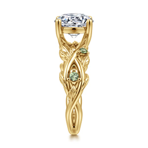 14K Yellow Gold Twisted Round Green Sapphire and Diamod Engagement Ring — Gabriel & Co. ER17442R10Y4JGS; center stone shown for illustration, not included