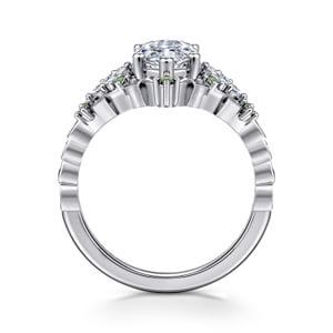 14K White Gold Marquise Shape Cluster Green Sapphire and Diamond Engagement Ring — Gabriel & Co. ER17444M8W43GS; center stone shown for illustration, not included