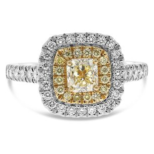 Cushion Fancy Yellow Diamond Ring — view 1