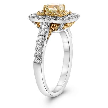 Cushion Fancy Yellow Diamond Ring — view 3