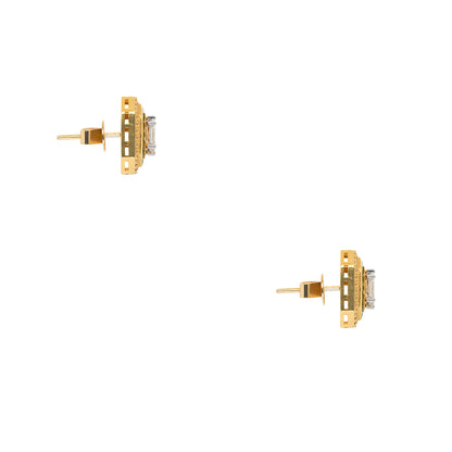 18k Yellow Gold 1.07ctw Diamond and 1.28ctw Emerald Multi Stone Octagonal Earrings