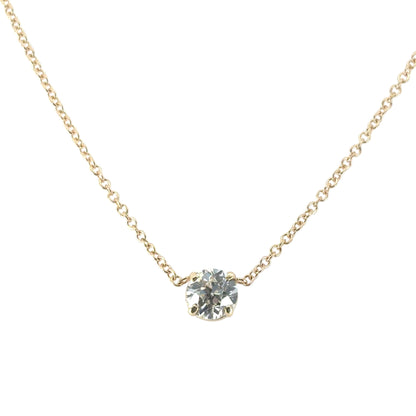 GIA Certified 1.20cw Round Brilliant Diamond on a 14k Yellow Gold Necklace