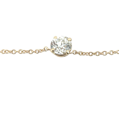 GIA Certified 1.20cw Round Brilliant Diamond on a 14k Yellow Gold Necklace