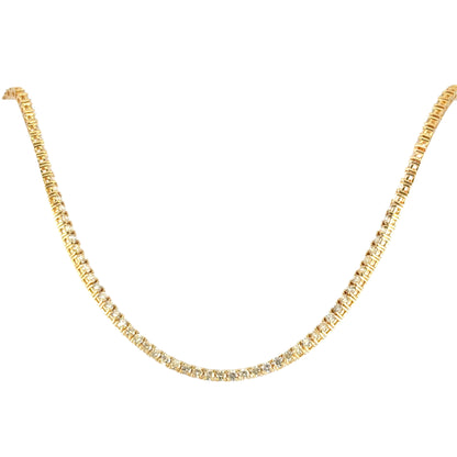 14k Yellow Gold 1.66ctw Evil Eye Diamond Charm Pendant on a 14k Yellow Gold 8.62 ctw Diamond 22" Tennis Chain Necklace