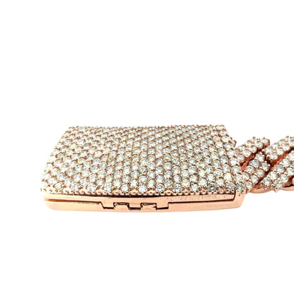 10k Rose Gold 49.8ctw Diamond Pave Cuban Chain Necklace
