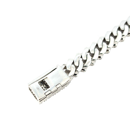 14k White Gold 7.43ctw Diamond All Pave Cuban Chain Link Bracelet