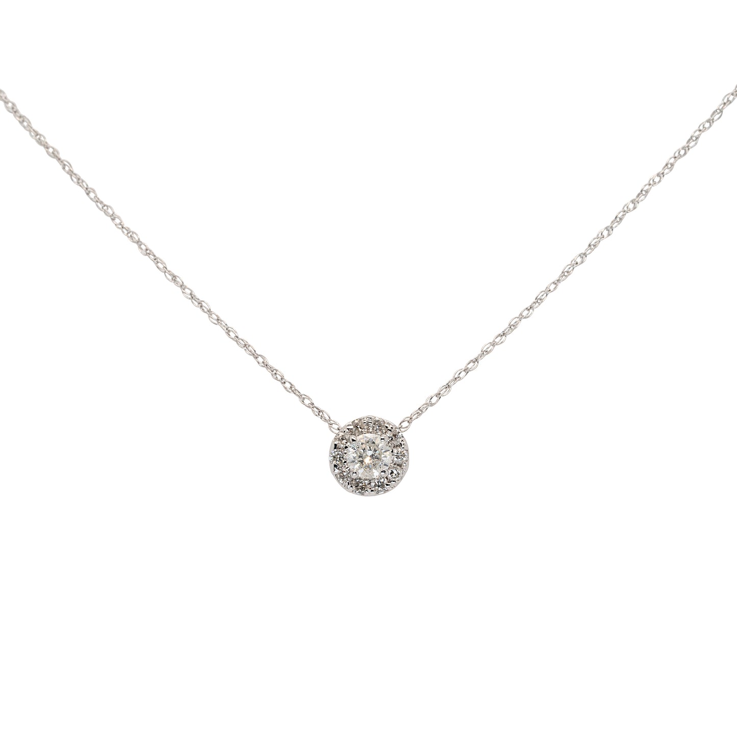 14k White Gold 0.50ctw Diamond Pendant Necklace