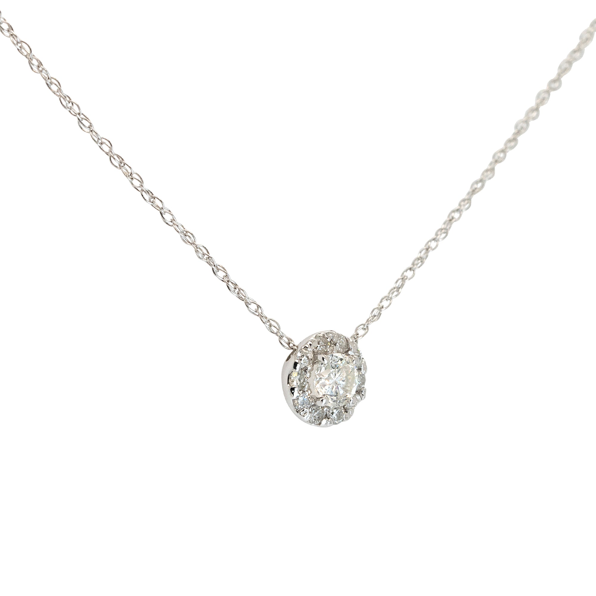 14k White Gold 0.50ctw Diamond Pendant Necklace