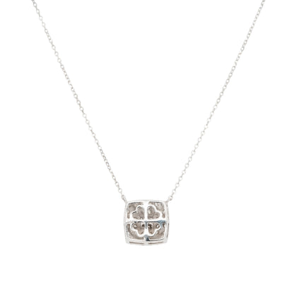 14k White Gold Multiple Rows Diamond Pendant Necklace