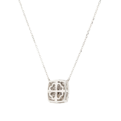 14k White Gold Multiple Rows Diamond Pendant Necklace