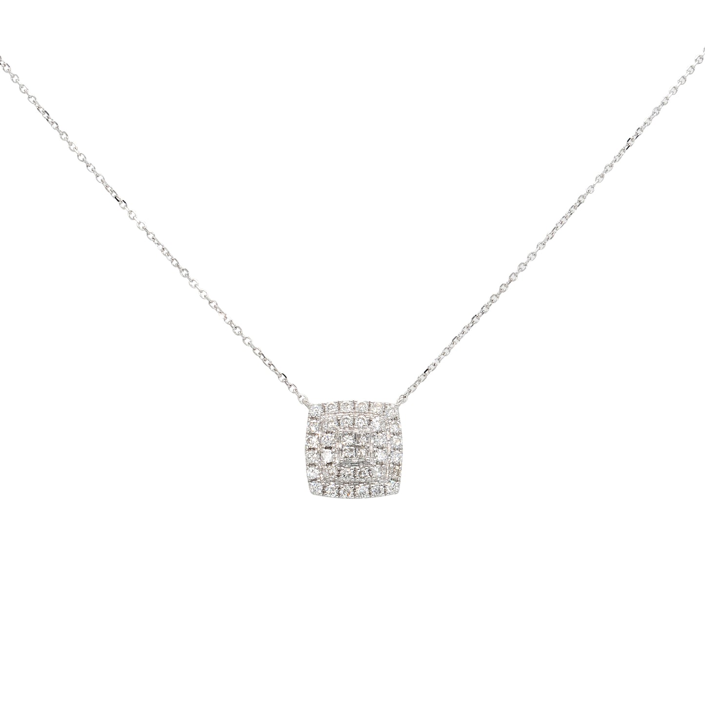 14k White Gold 0.50ctw Natural Diamond Pendant Necklace