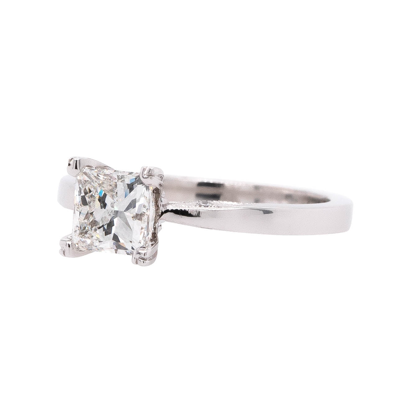 18k White Gold 1.21ctw GIA Certified Princess Cut Natural Diamond Engagement Ring