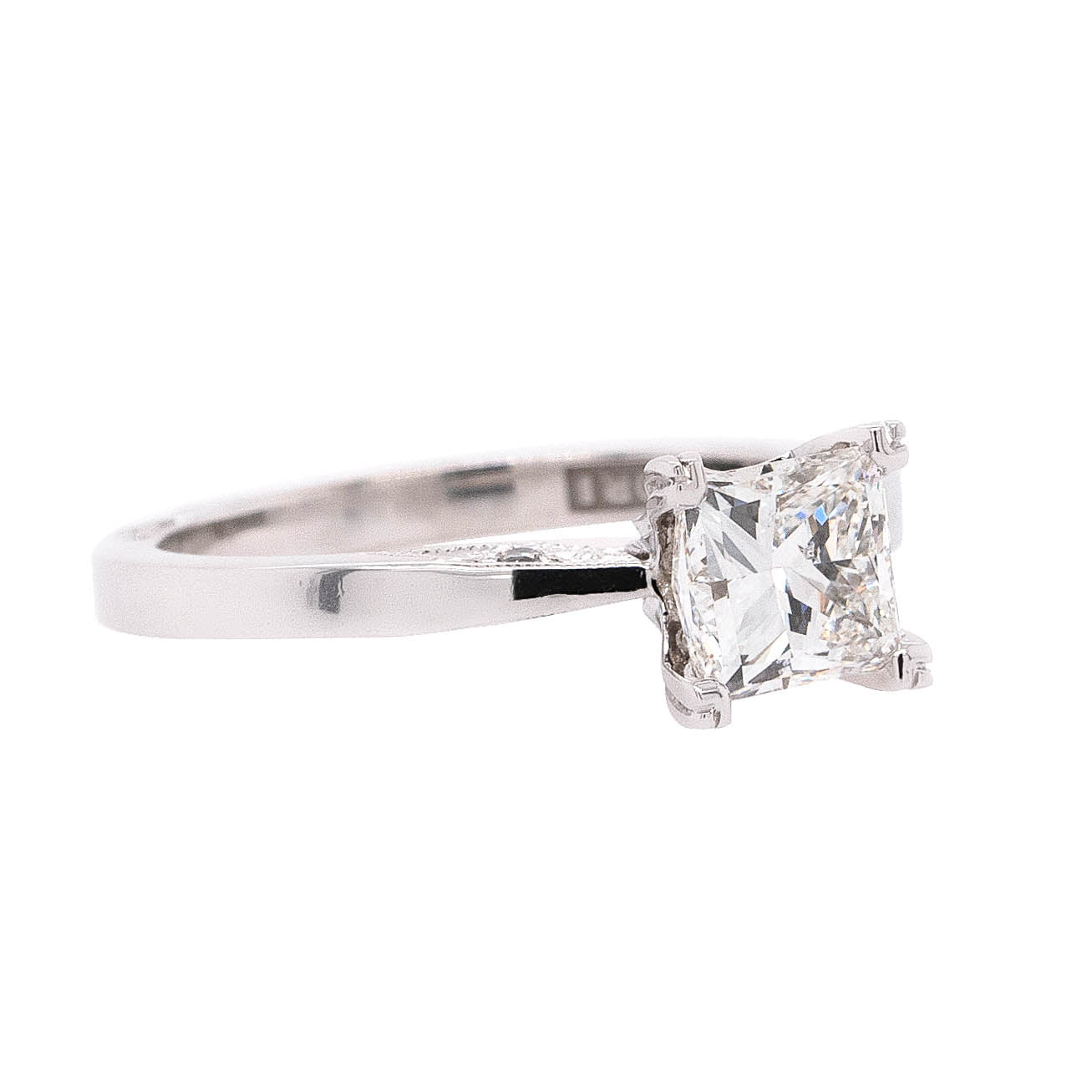 18k White Gold 1.21ctw GIA Certified Princess Cut Natural Diamond Engagement Ring