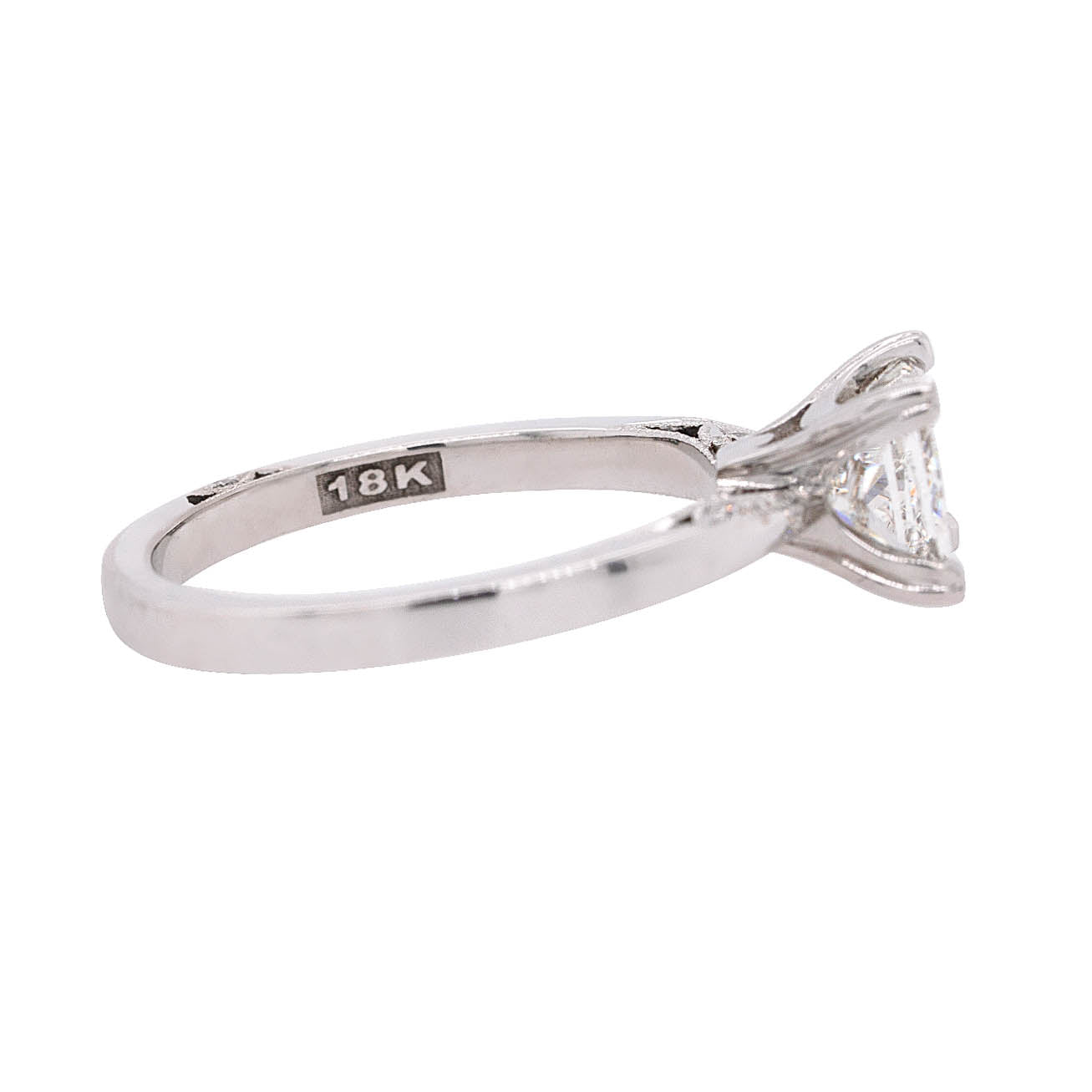 18k White Gold 1.21ctw GIA Certified Princess Cut Natural Diamond Engagement Ring