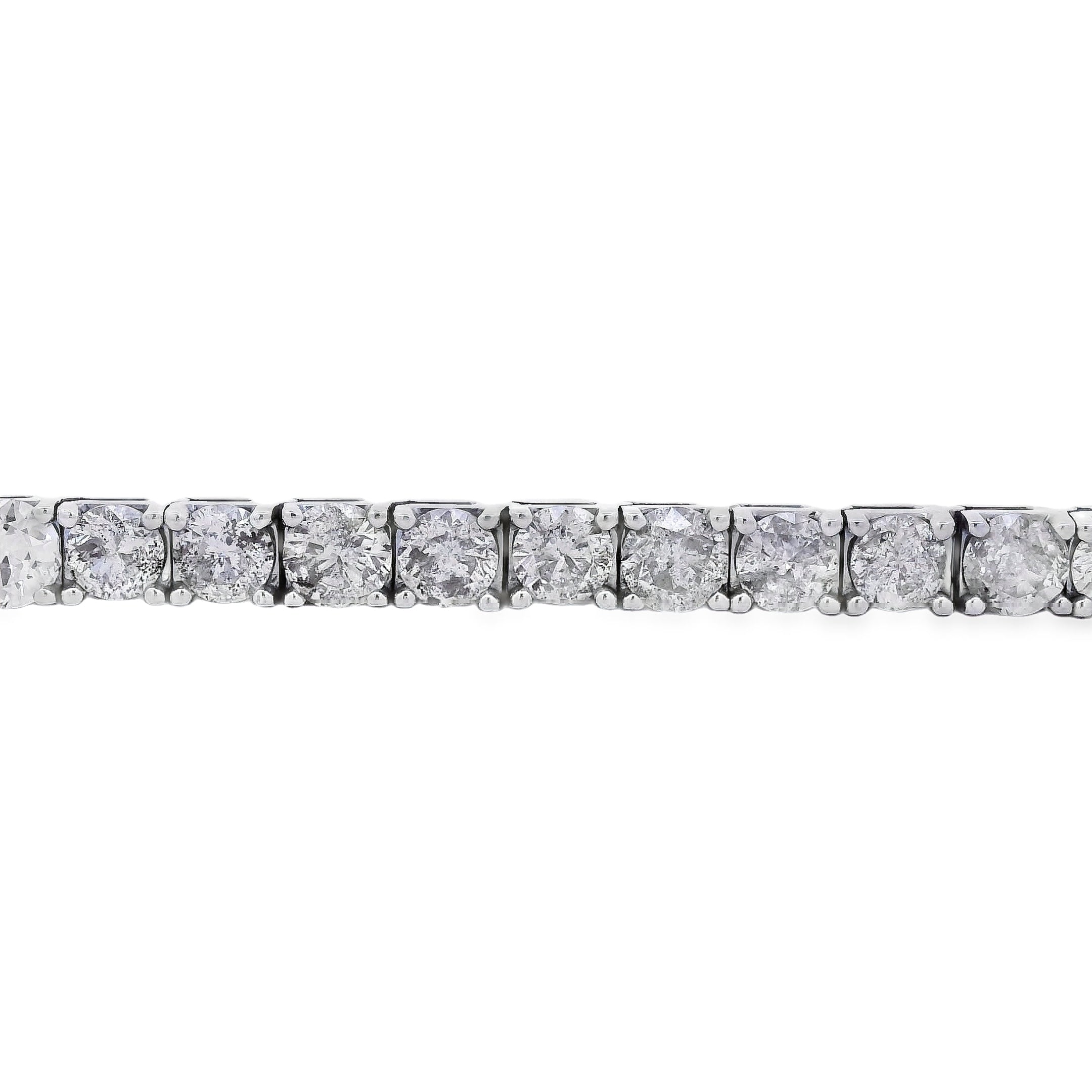 14k White Gold 21.08ctw Round Brilliant Diamond Tennis Bracelet