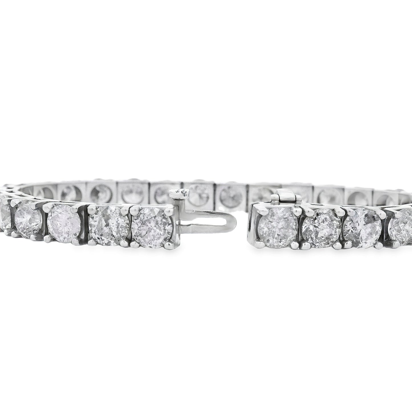 14k White Gold 21.08ctw Round Brilliant Diamond Tennis Bracelet