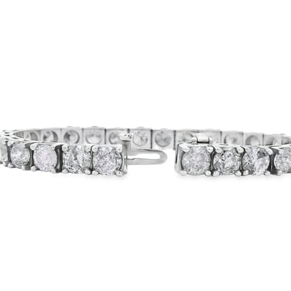 14k White Gold 21.08ctw Round Brilliant Diamond Tennis Bracelet