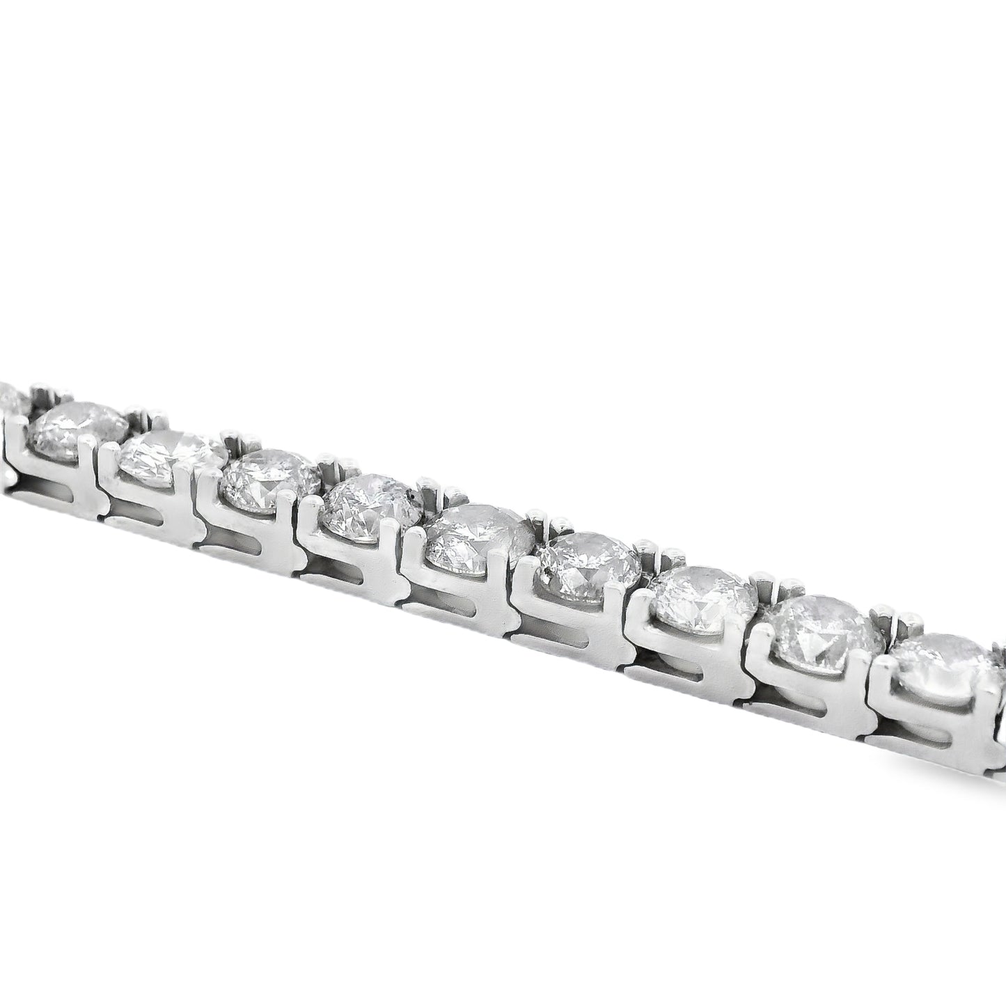 14k White Gold 21.08ctw Round Brilliant Diamond Tennis Bracelet