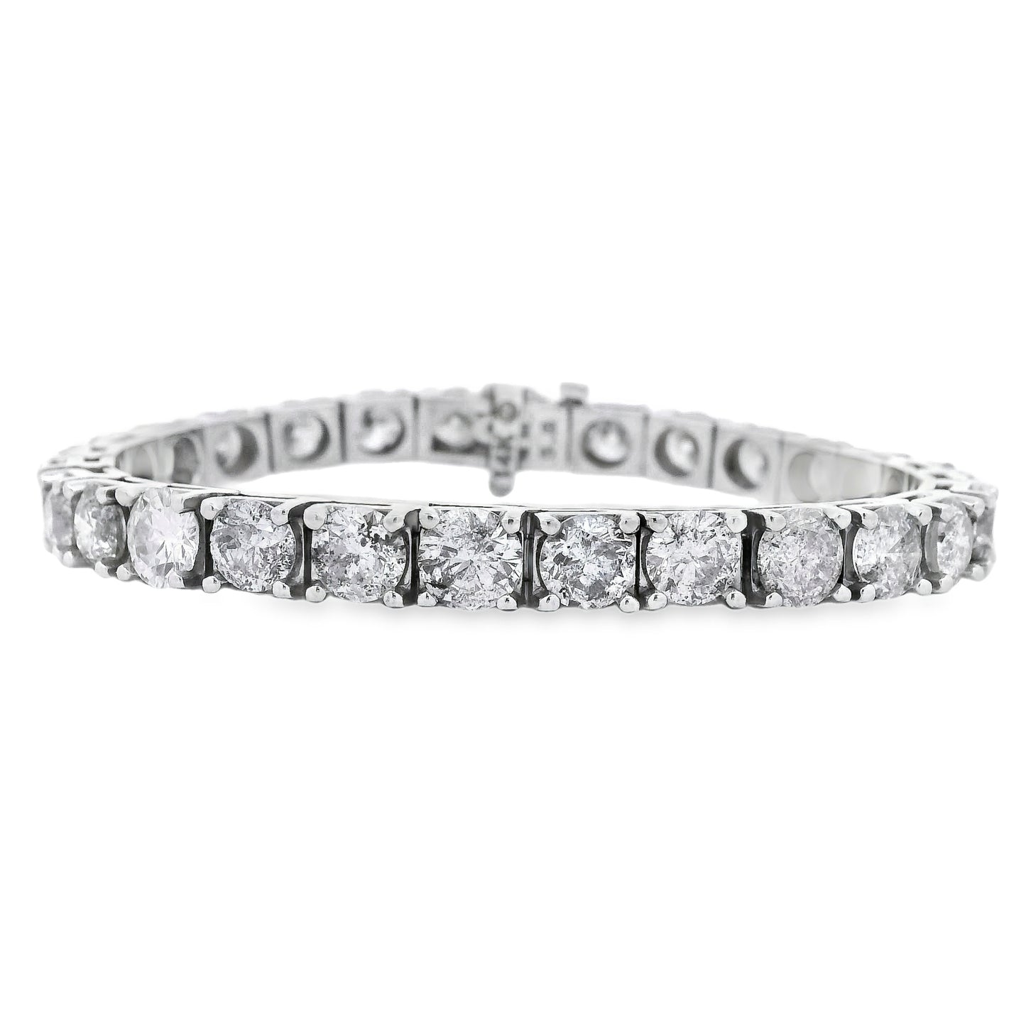 14k White Gold 21.08ctw Round Brilliant Diamond Tennis Bracelet