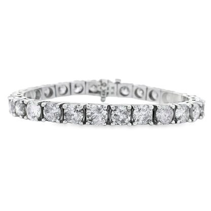 14k White Gold 21.08ctw Round Brilliant Diamond Tennis Bracelet