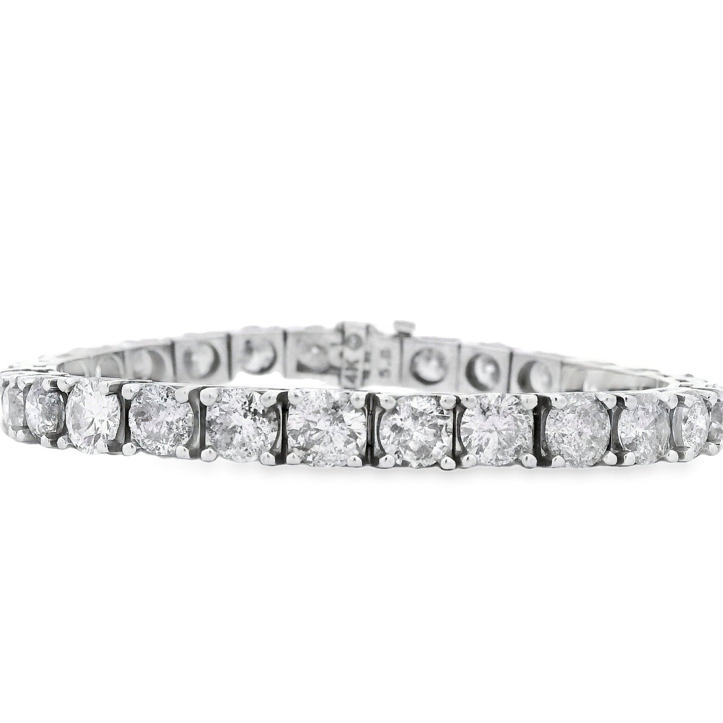 14k White Gold 21.08ctw Round Brilliant Diamond Tennis Bracelet