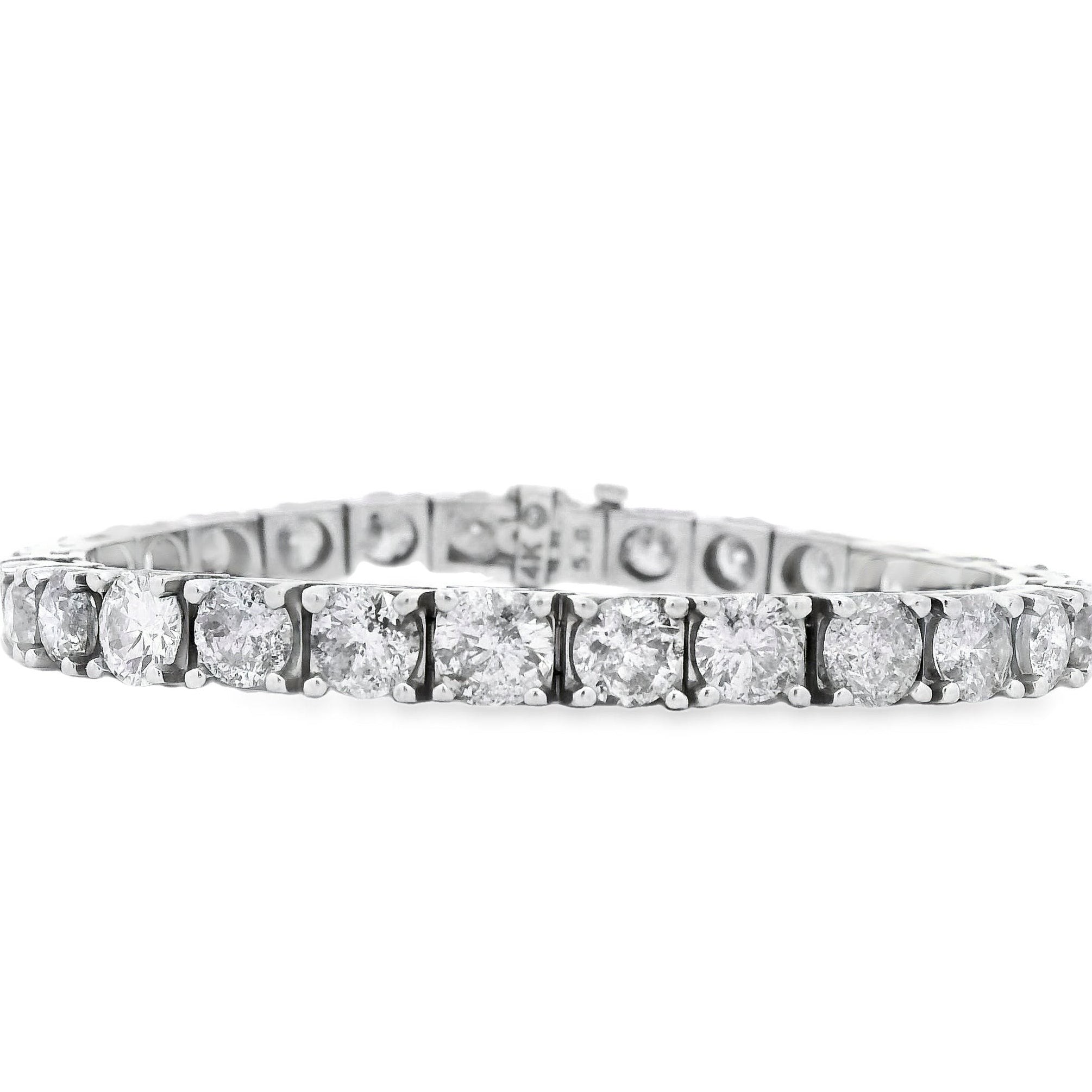 14k White Gold 21.08ctw Round Brilliant Diamond Tennis Bracelet