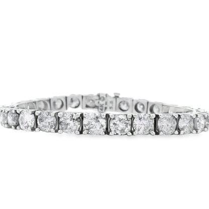 14k White Gold 21.08ctw Round Brilliant Diamond Tennis Bracelet