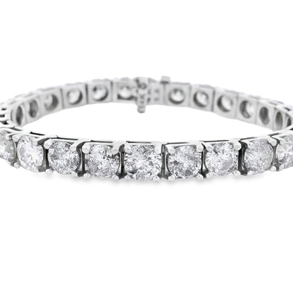 14k White Gold 21.08ctw Round Brilliant Diamond Tennis Bracelet
