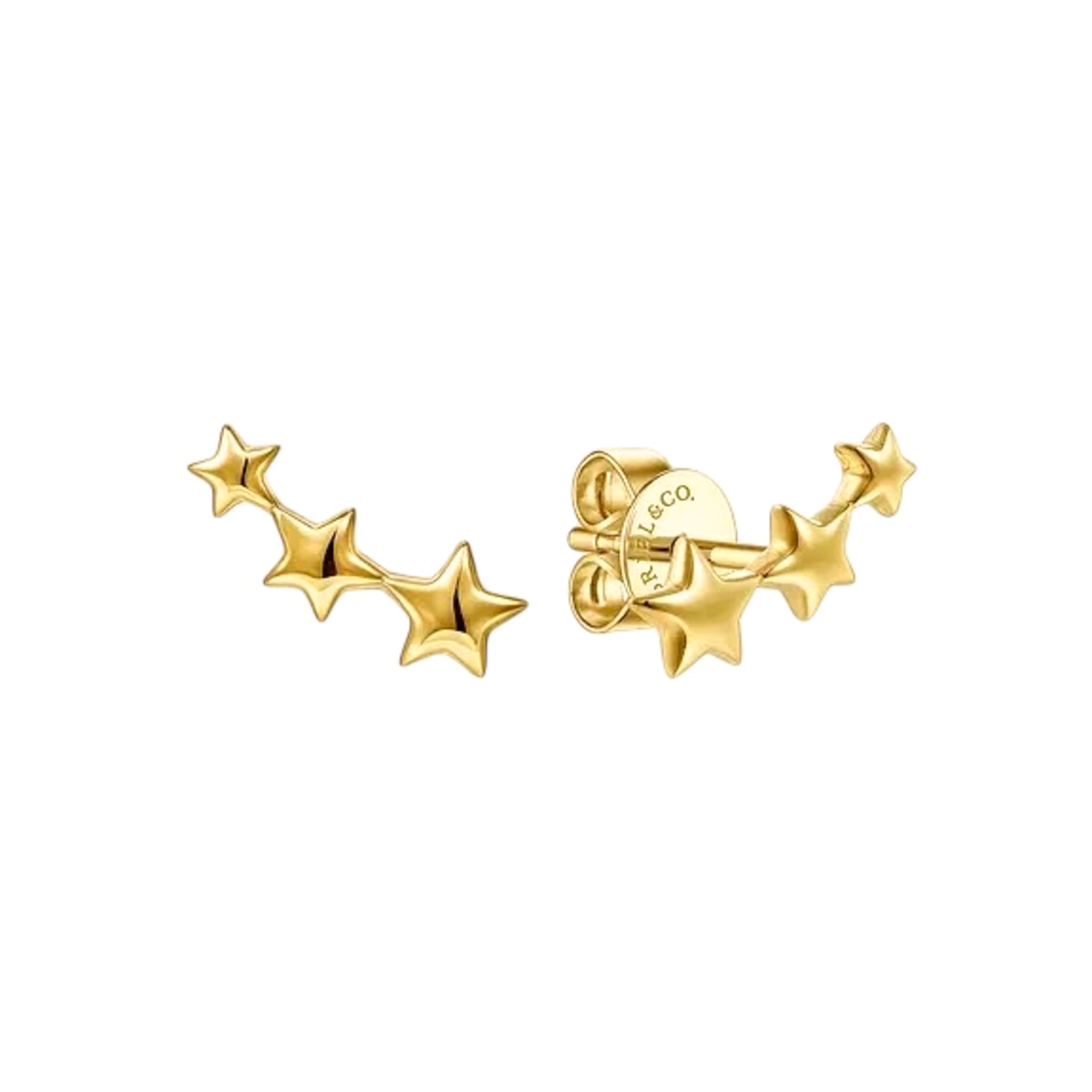 Gabriel and Co. 14k Yellow Gold Triple Graduating Stars Curved Stud Earrings