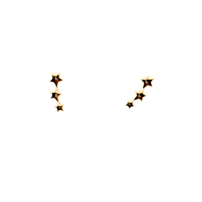 Gabriel and Co. 14k Yellow Gold Triple Graduating Stars Curved Stud Earrings