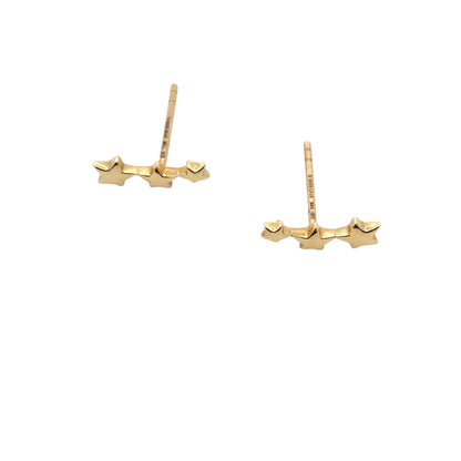 Gabriel and Co. 14k Yellow Gold Triple Graduating Stars Curved Stud Earrings