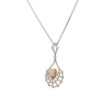 18k White Gold Diamond Pave Open Work Spider Web Pendant