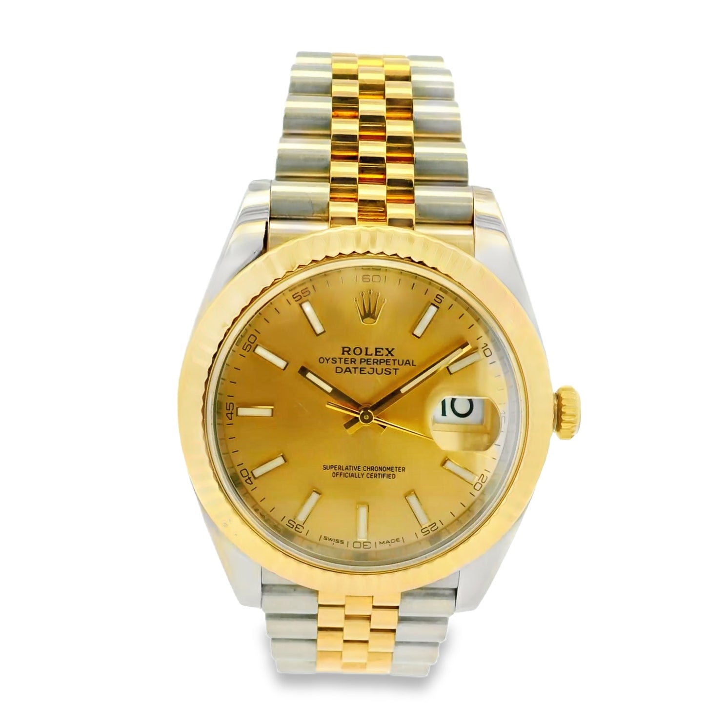 Rolex 126333 Datejust 18k Yellow Gold and Stainless Steel Factory Champagne Stick Dial