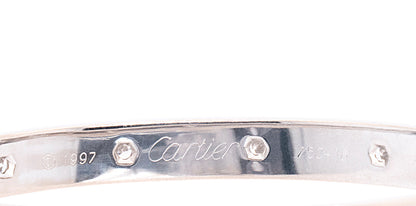 Cartier 18k White Gold 10 Natural Diamonds Love Bangle Bracelet