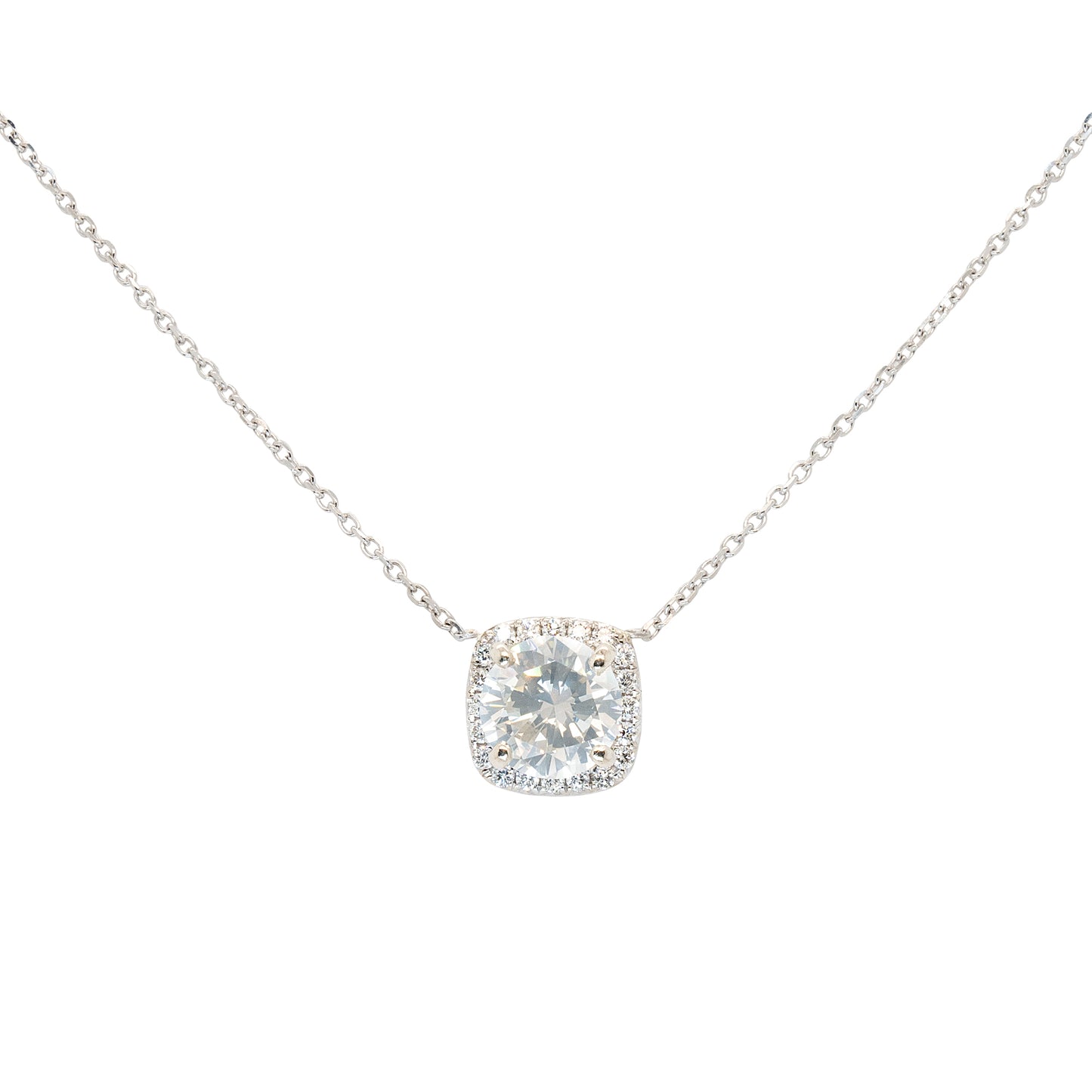 GIA Certified 14k White Gold Chain With 1.50ct Round Brilliant Cut Natural Diamond Pendant Necklace