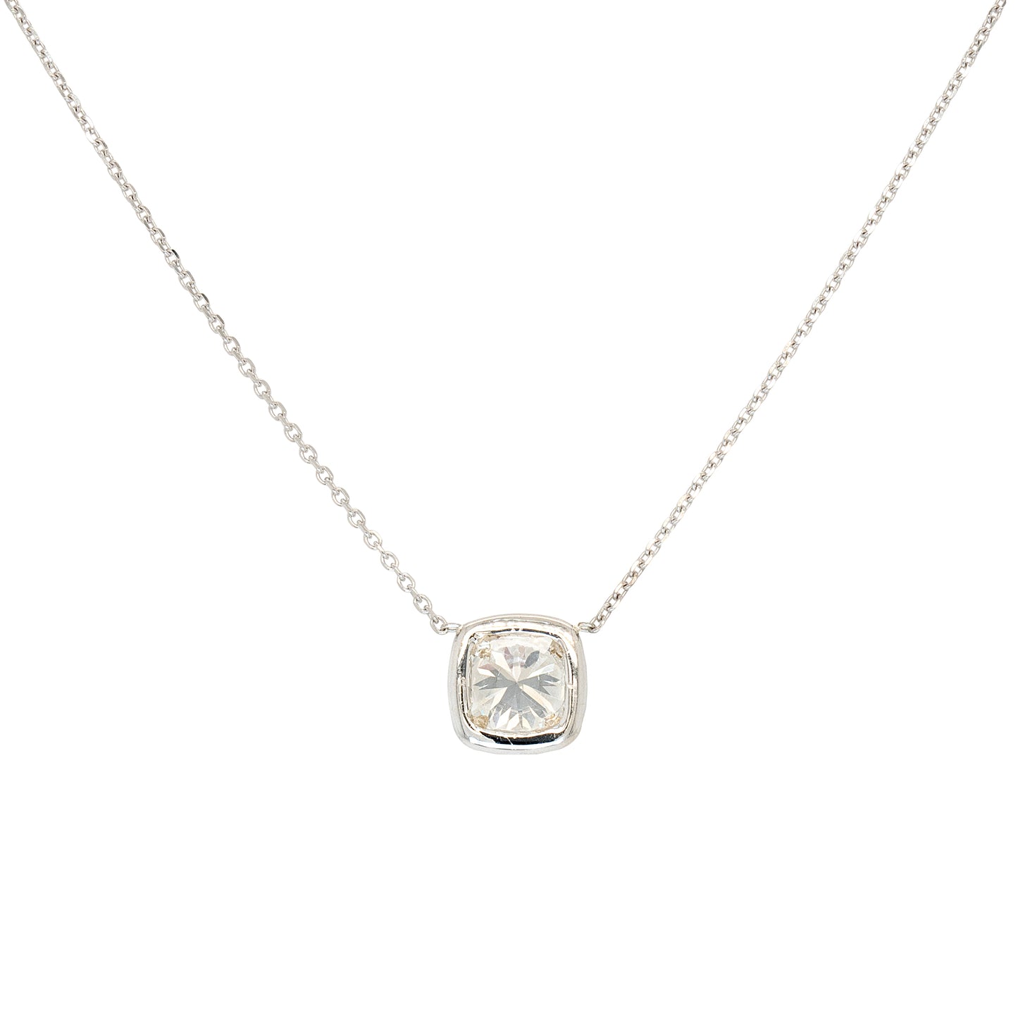 GIA Certified 14k White Gold Chain With 1.50ct Round Brilliant Cut Natural Diamond Pendant Necklace