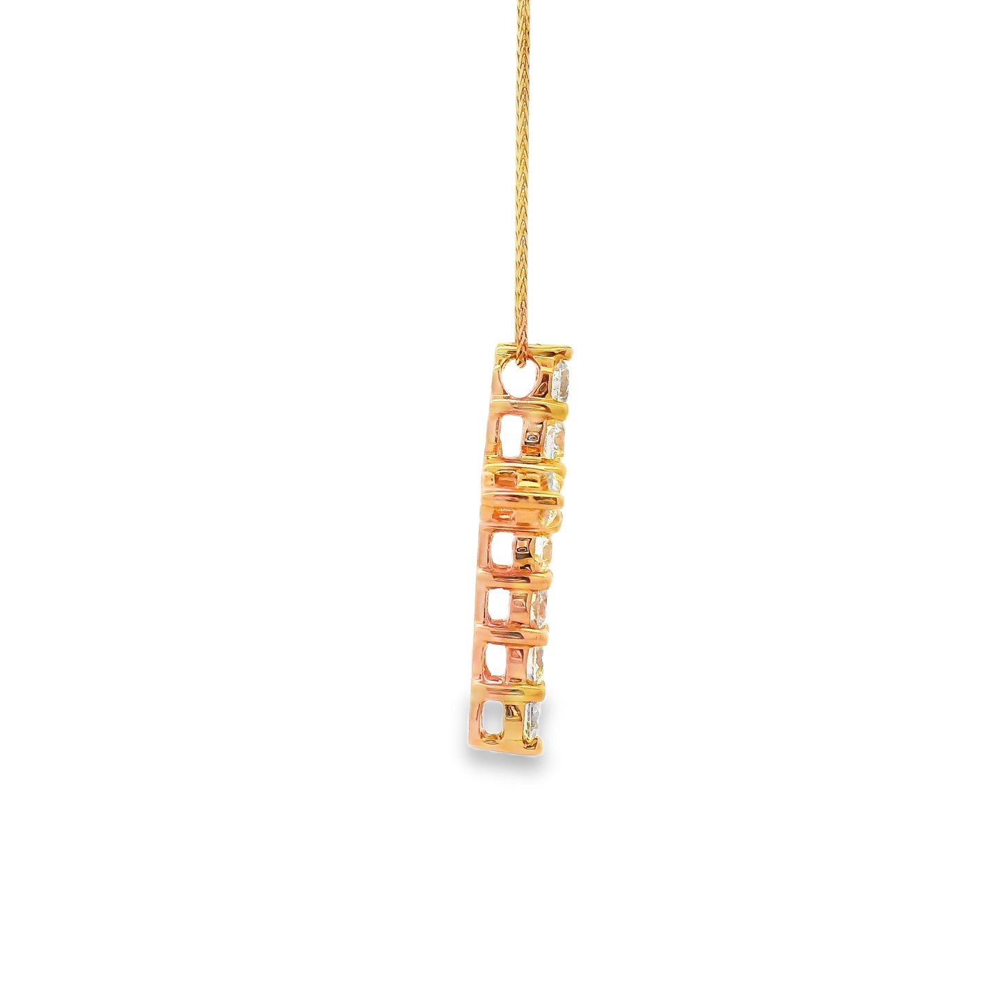 14k Rose Gold 2.25ctw Round Diamond Cross Pendant Necklace