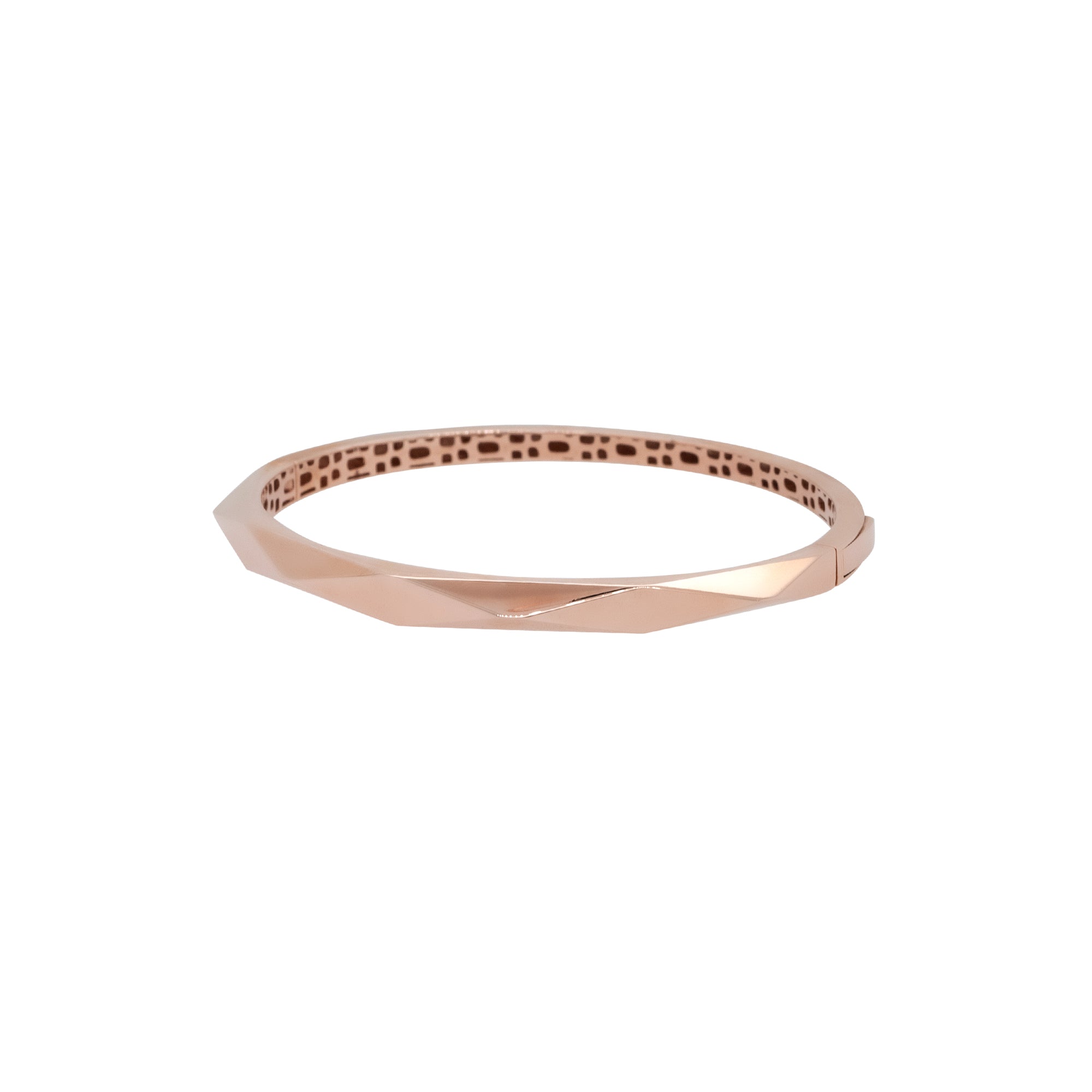 10k Rose Gold Faceted Plain Bangle Ladies Bracelet