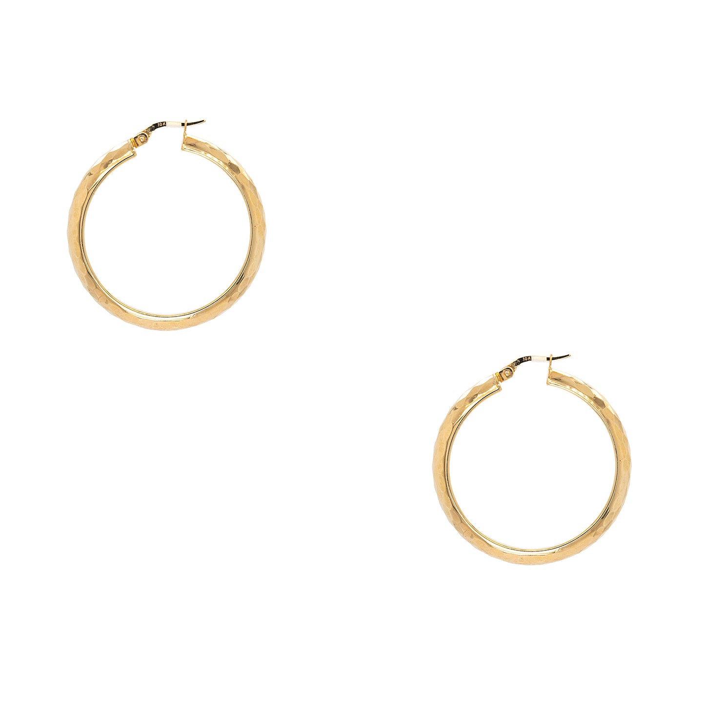 10k Yellow Gold Medium Faceted Hoop Earrings