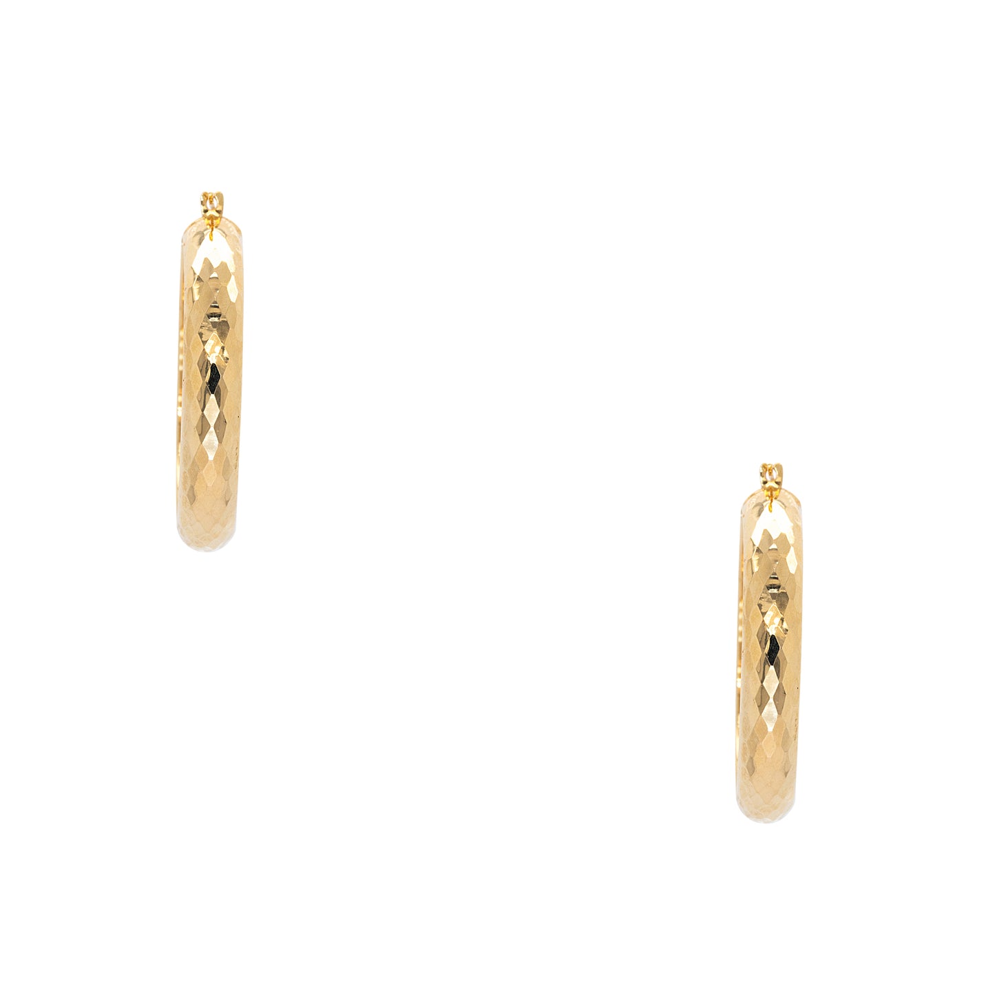 10k Yellow Gold Medium Faceted Hoop Earrings